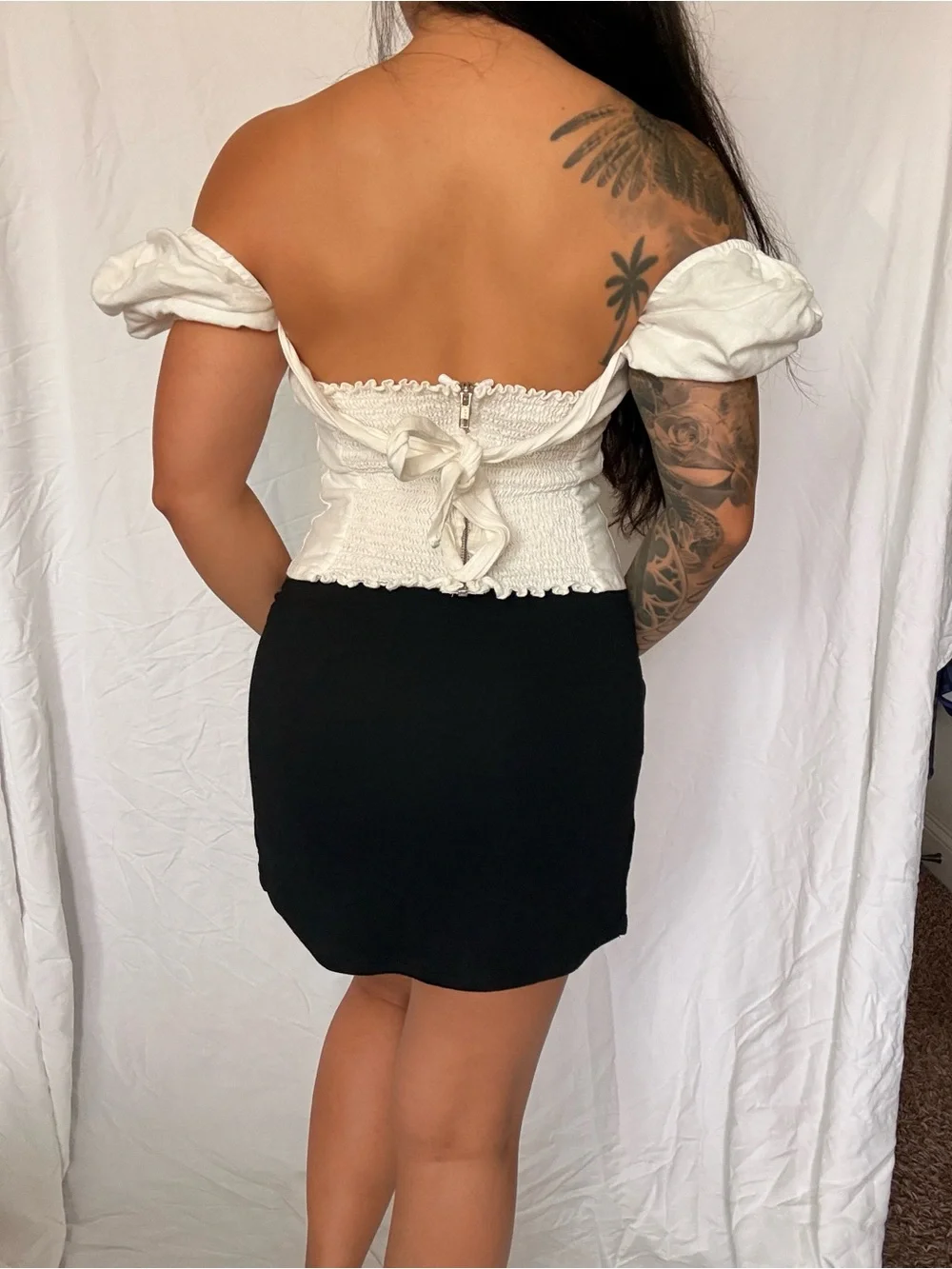 Reformation White Linen Puff sleeve Cottage-core corset top